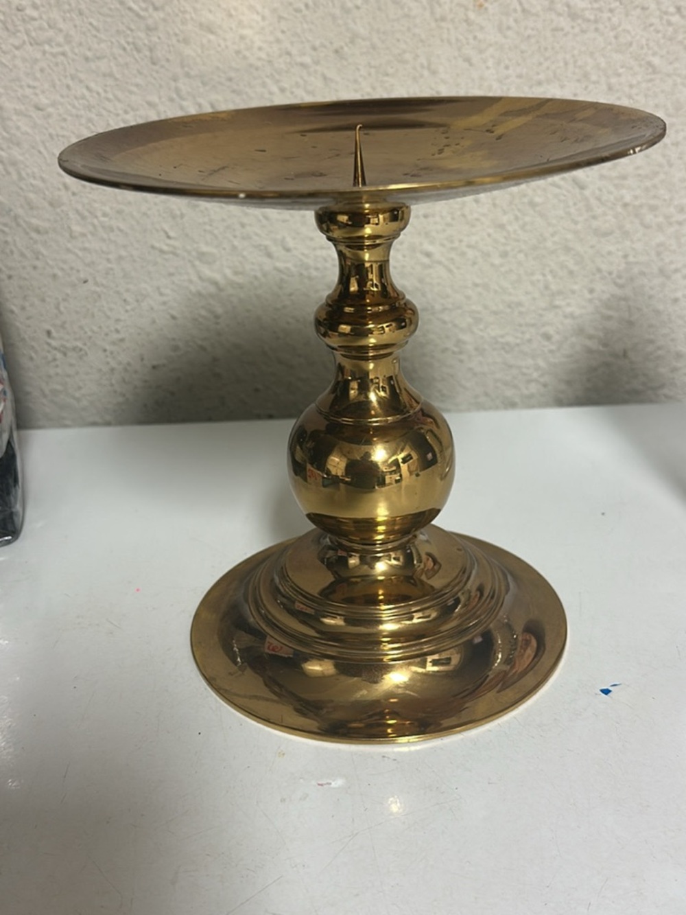 Brass Pedestal Candle Holder - Gold Finish